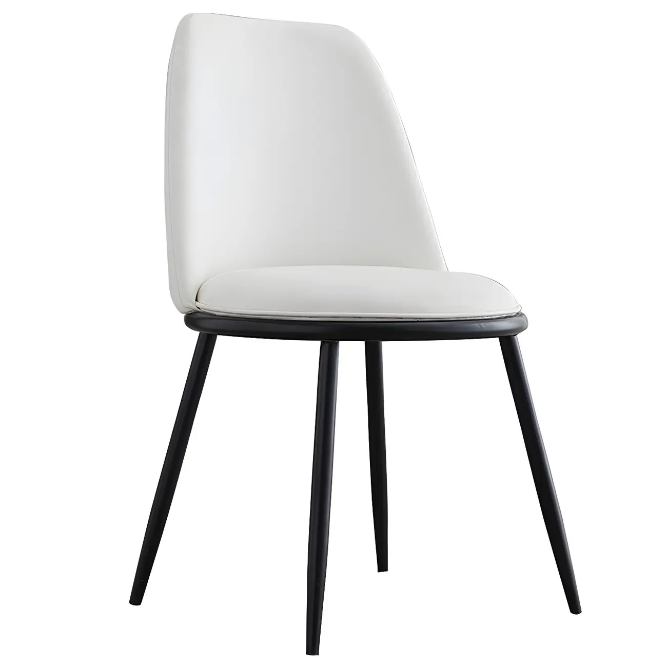 Glam Scandinavian Leather Armless Dining Chairs Metal Frame