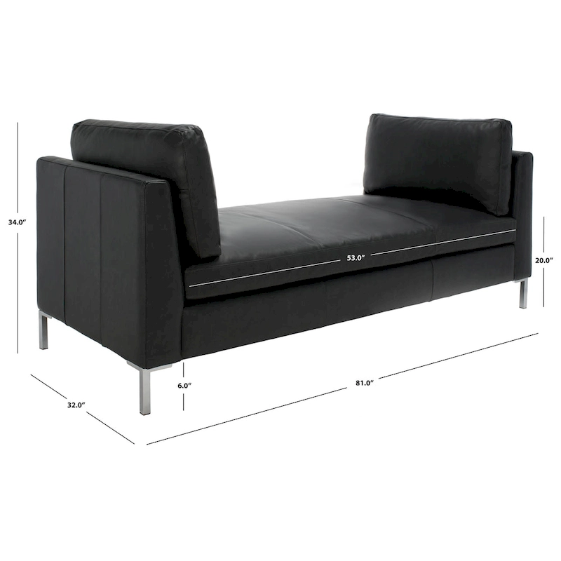 SAFAVIEH Couture Shirl Leather Bench - 81 In W x 32 In D x 34 In H - 81Wx32Dx34H