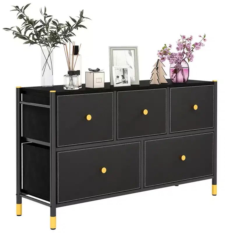 Costway 5/6/8-Drawer Fabric Dresser Tower Wide Chest of Drawers Storage Organizer Bedroom