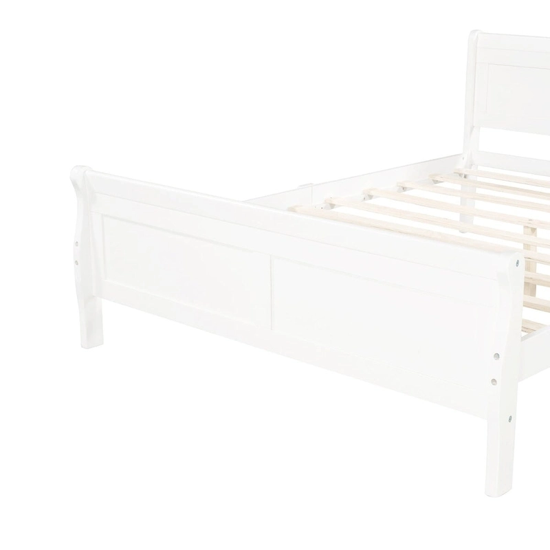 Twin/Full/Queen Wood Frame Sleigh Bed with Footboard