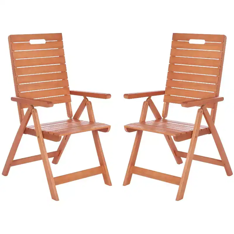 Rence Multi Position Folding Chair Indoor/Outdoor (Set of 2) - PAT7060 - Natural - Safavieh