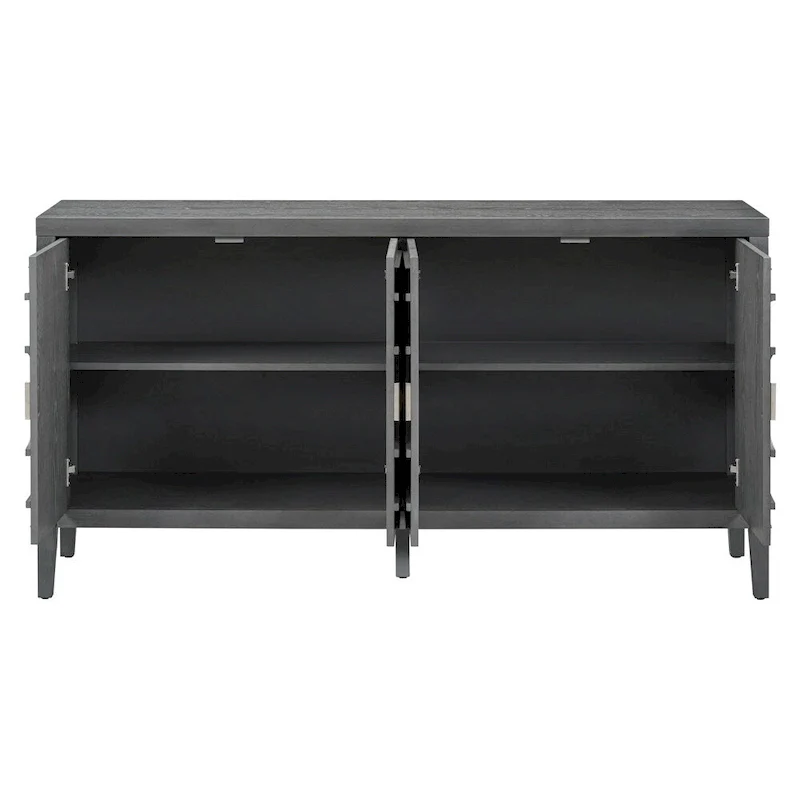 Retro Sideboard with Circular Groove Design Metal Handle