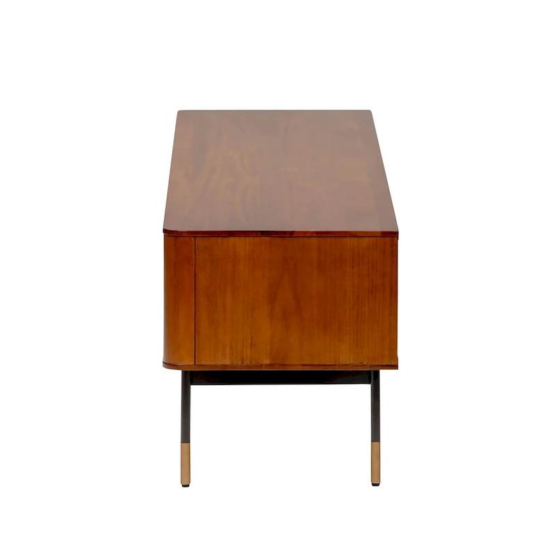 Miriam 71 Media Stand in Brown with Natural Wicker