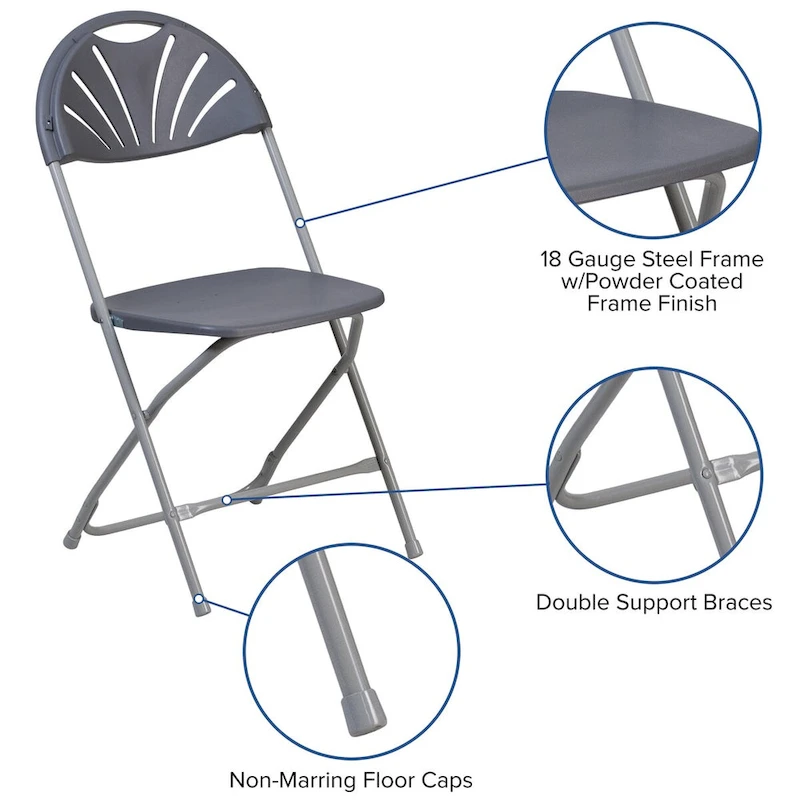 650 lb. Capacity Plastic Fan Back Folding Chair