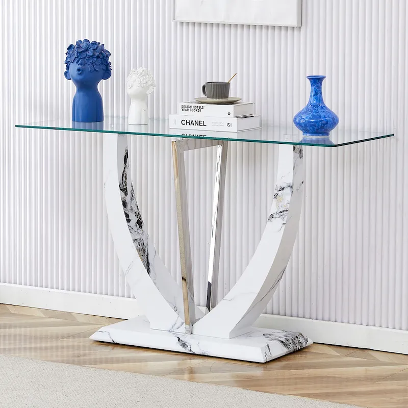 Modern and simple rectangular glass console table