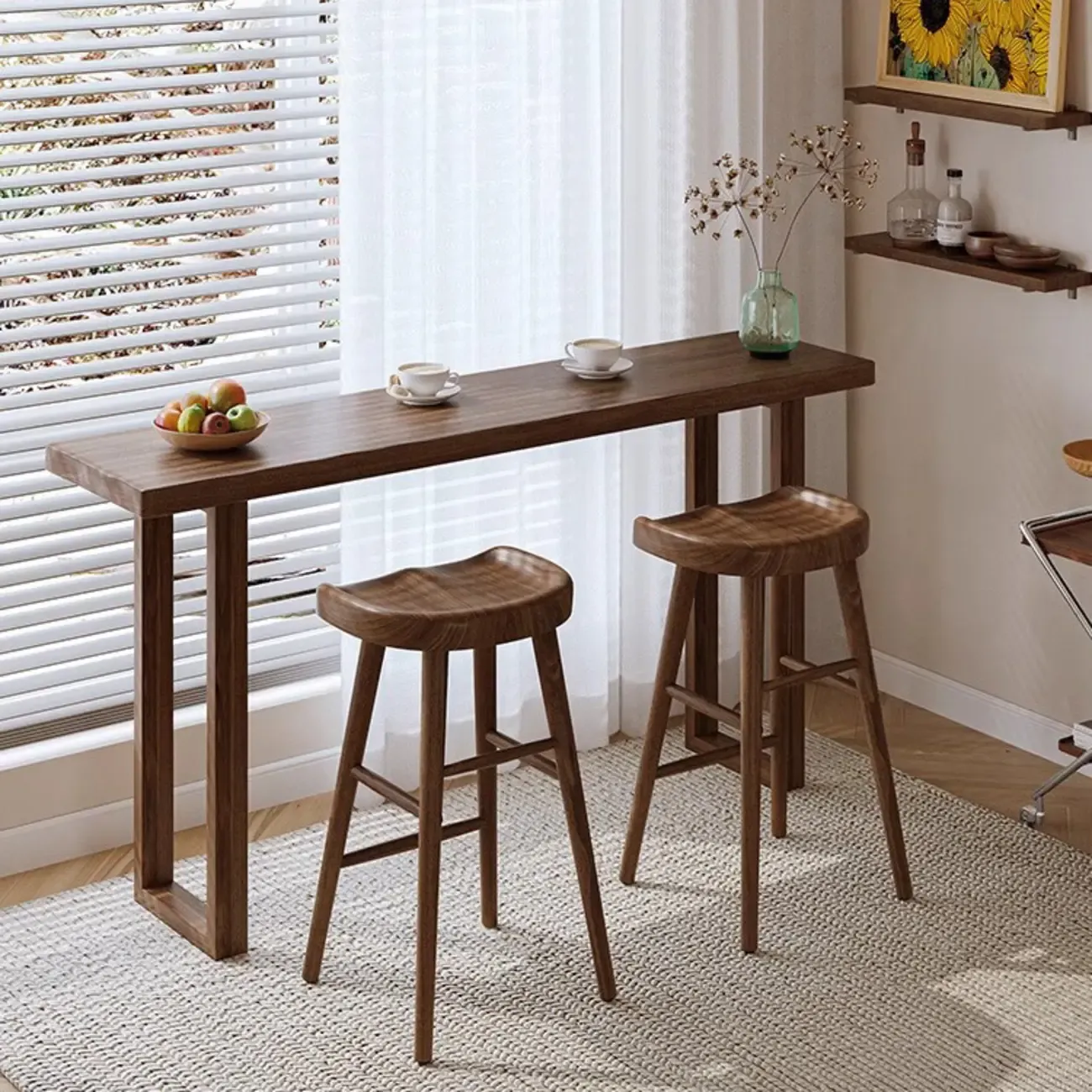 Rustic Cocoa Pine Fixed Top Sled Bar Tables