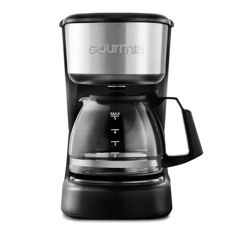 Gourmia 5 Cup One-Touch Switch Coffee Maker with Auto Keep Warm Black: 1800W, Glass #38; Plastic, Basket Filter, Drip Type