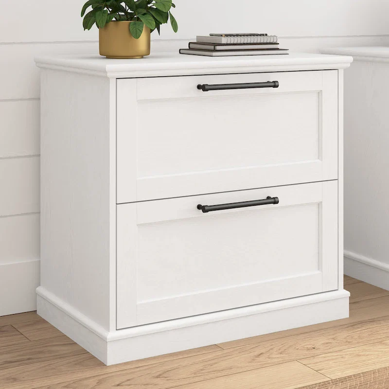 White Ash 2-Drawer Lateral File Cabinet, Shaker Style