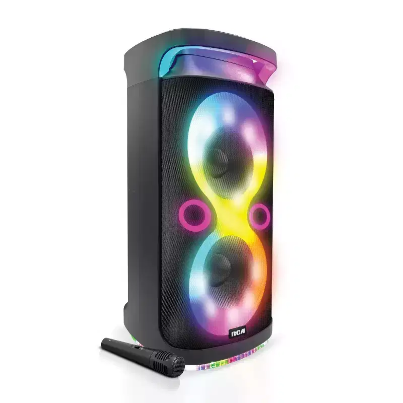RCA Disco-2108 Flame Effect Bluetooth Party Speaker with Dual 8 Woofers
