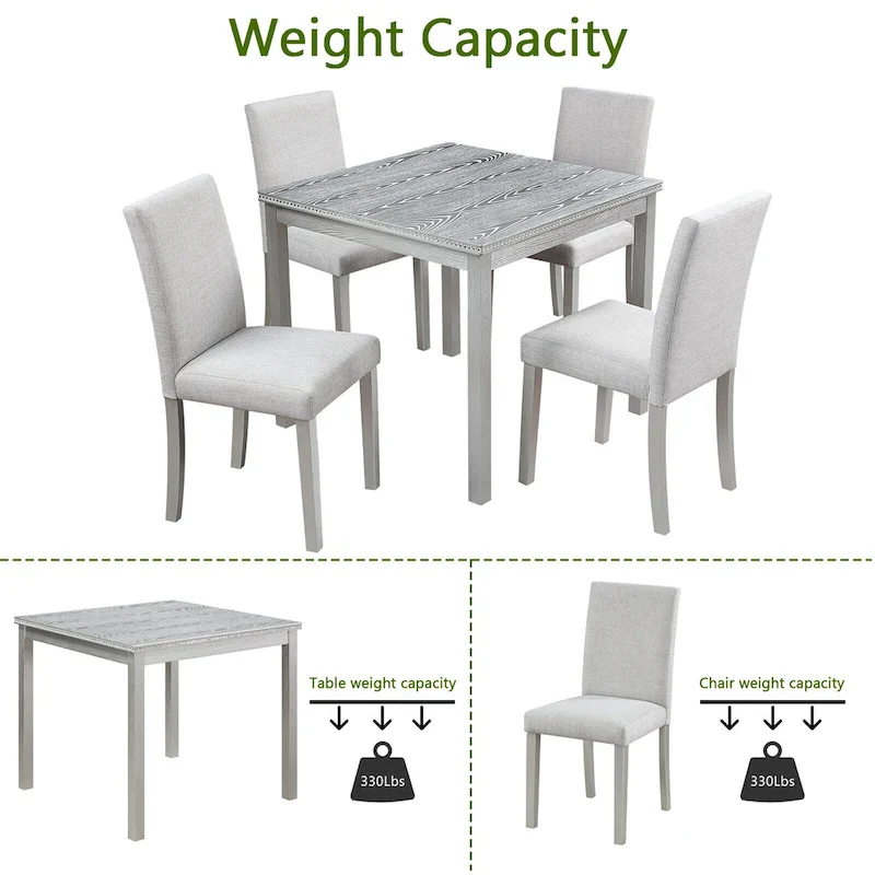 5 Piece Wooden Dining Table Set