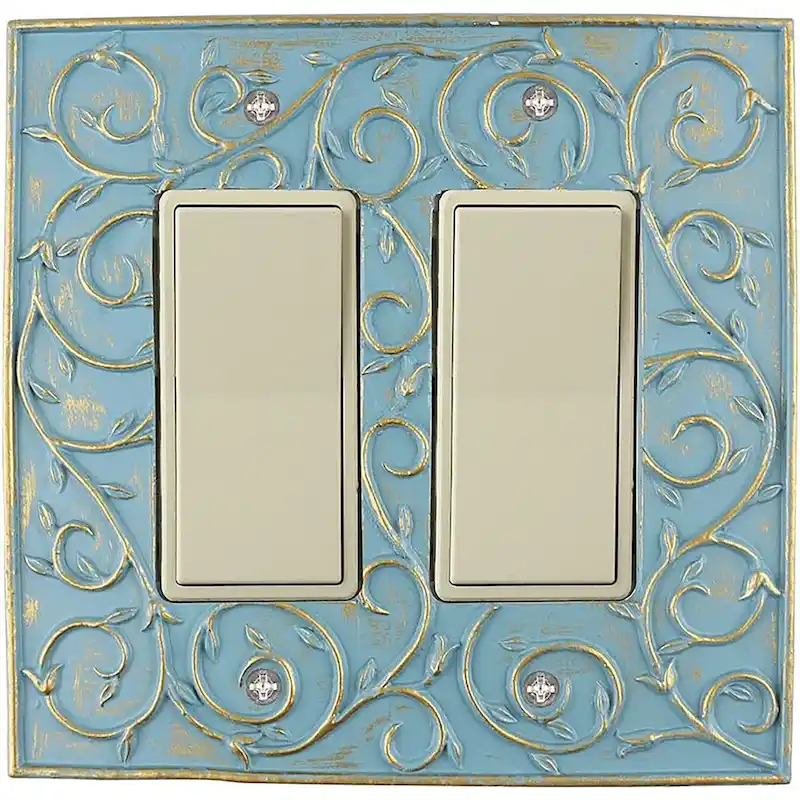 Meriville French Scroll 2 Rocker Wallplate, Double Switch Electrical Cover Plate