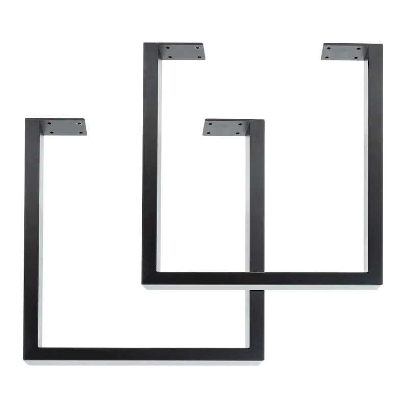Matte Black Steel Square Table Legs for DIY Projects, Set of 2, Industrial Style