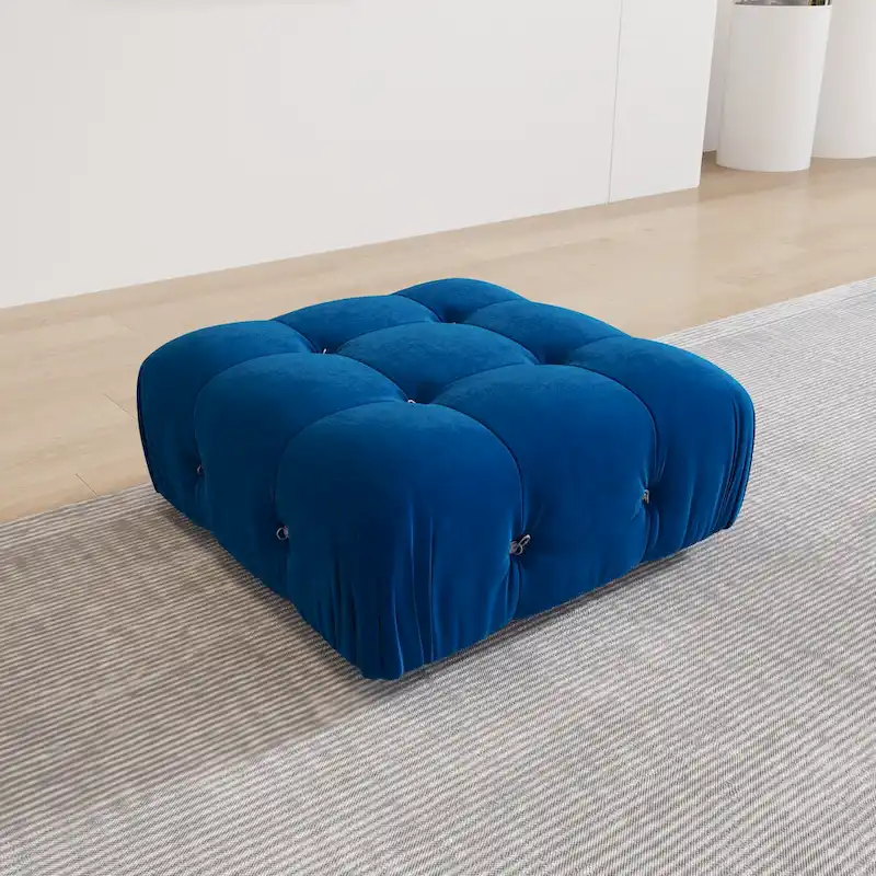 Blue Velvet Upholstered Sofa