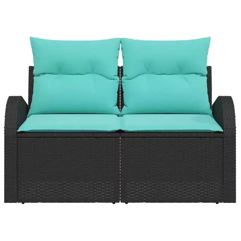 vidaXL Garden Sofa Black 124 x 62 x 85 cm poly rattan