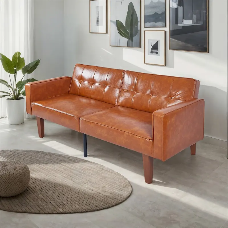Convertible Sofa Bed — Adjustable Fabric Sleeper Loveseat, Recliner & Daybed with 2 Pillows