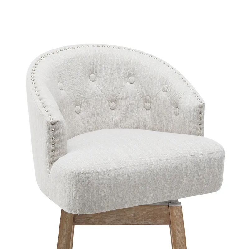 Roomfitters 33.25 Swivel Upholstered Counter Stools, Set of 2 Armless Bar Chairs with Rubberwood Frame and Footrest