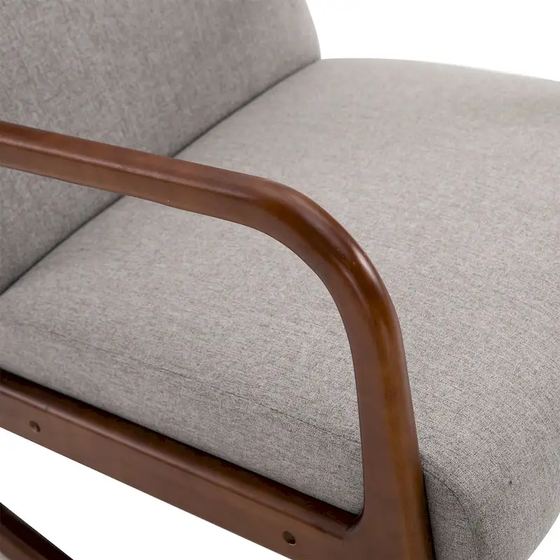 HOMCOM Rocking Chair with Curved Wood Base, Fabric Rocker with Padded Seat Home Furniture Bedroom Living Room Relax