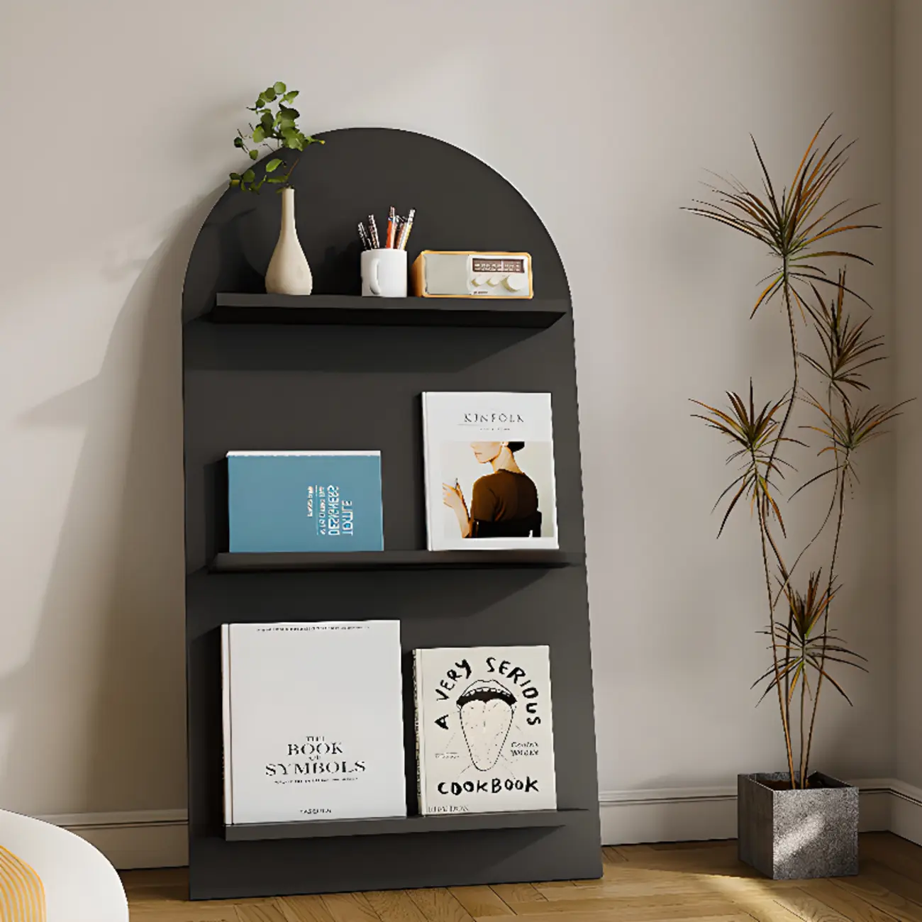 Scandinavian Solid Wood 4-Tier Ladder Bookcase