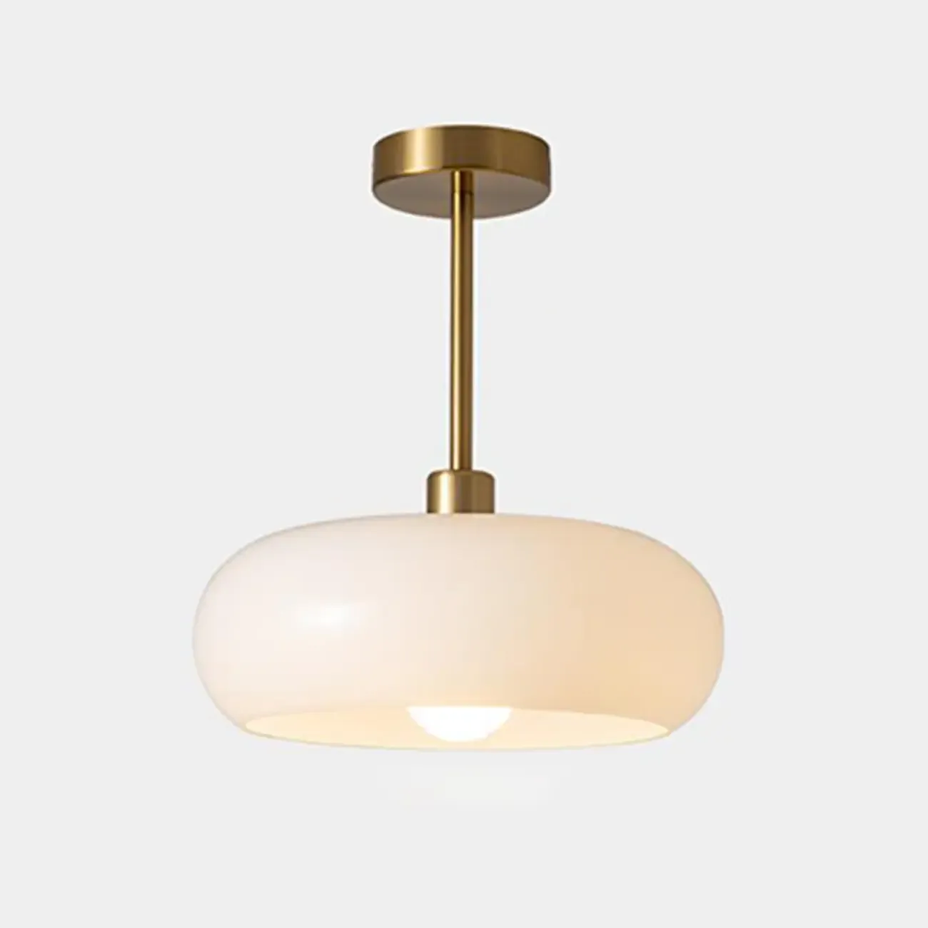 Mini White Drum Glass Dome Semi Flush Mount Ceiling Light