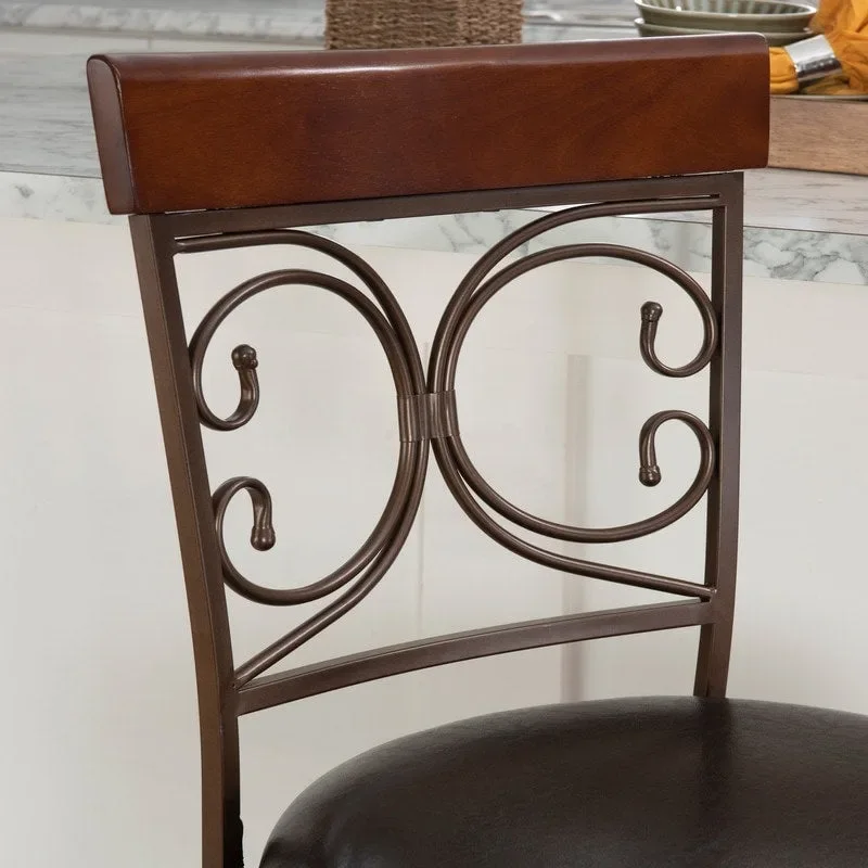 Onyx Big & Tall 360 Swivel Metal and Wood Scroll Counter Stool