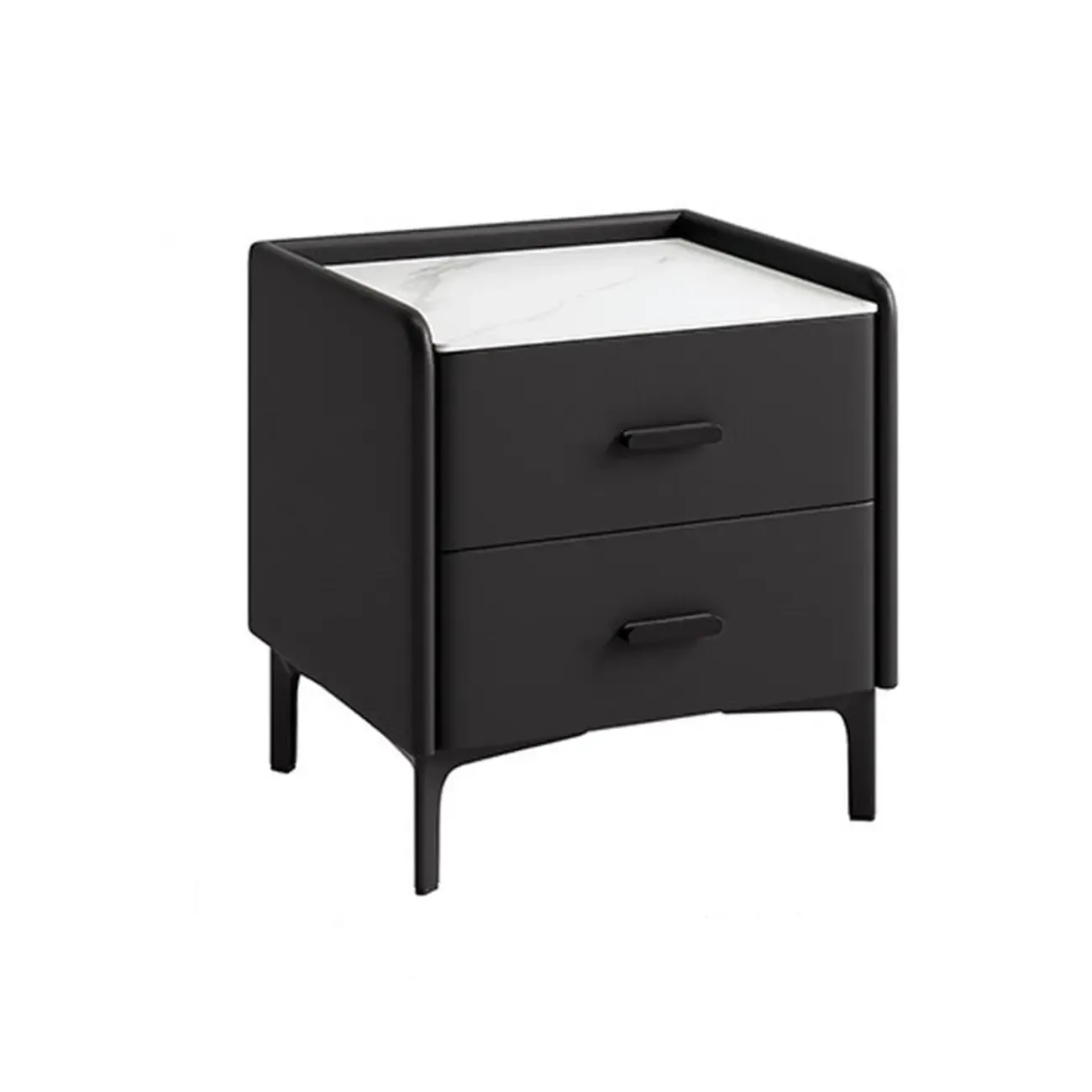 Elegant Modern Faux Leather Stone Top Nightstand