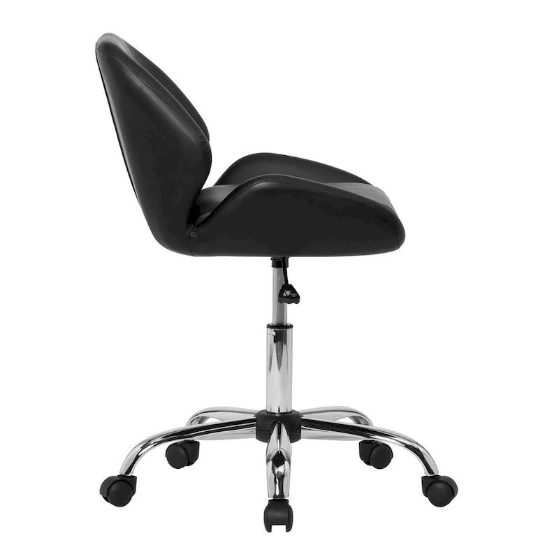 Black Faux Leather Office Chair with Chrome Base for Adults