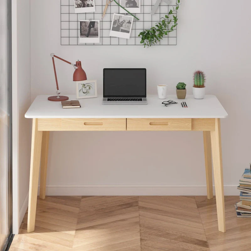Writing Desk with 2 Drawers - Wood Legs - 47 Inch