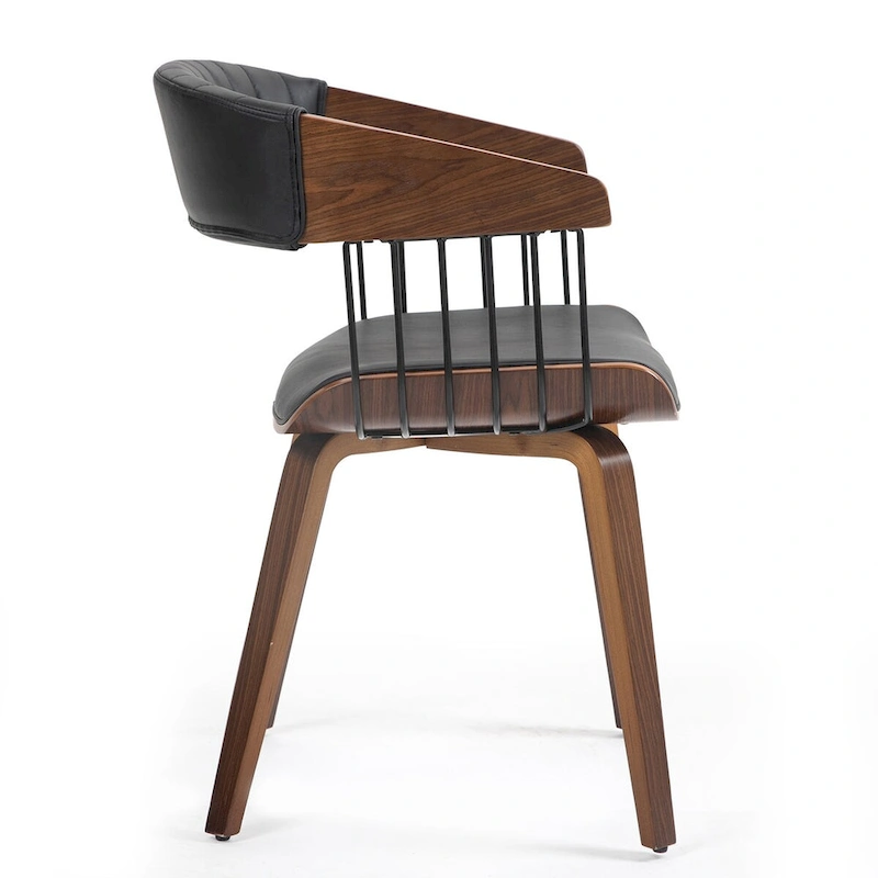 Beaumont Black Faux Leather Dining Chair with Walnut Wood Frame and Legs