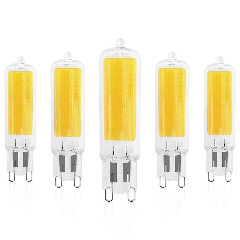 Luxrite G9 LED Bulb Dimmable 4.5W, 50 Watt Equivalent, 450LM, Glass G9 Bi Pin Base, ETL (5 Pack)