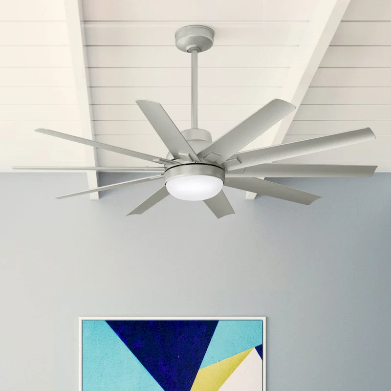 Hunter 60  Overton Damp Rated Ceiling Fan with LED Light Kit and Wall Control - Windmill, Transitional, Modern - ENERGY STAR