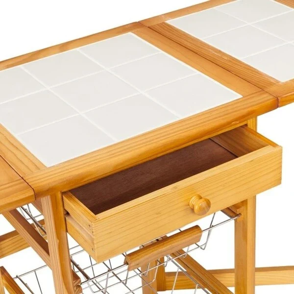 White & Yellow Rolling Kitchen Island Cart, 1-Person, 35.8 x 14.6 x 29.52 in