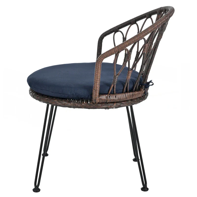 2 Rattan Single Chairs with A Glass Round Table