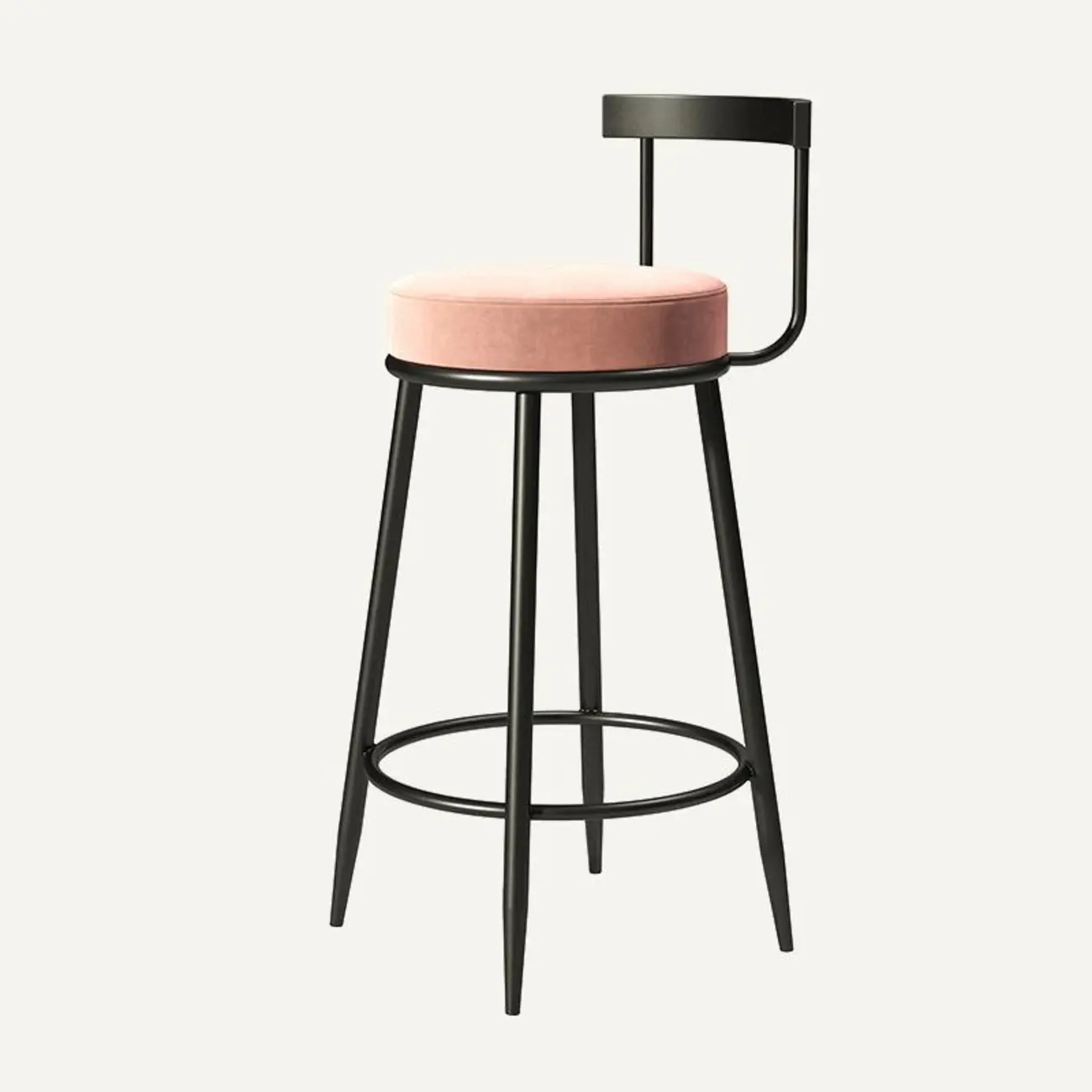 Glam Metal Upholstered Bar Stools with Open Low Back for Kitchen