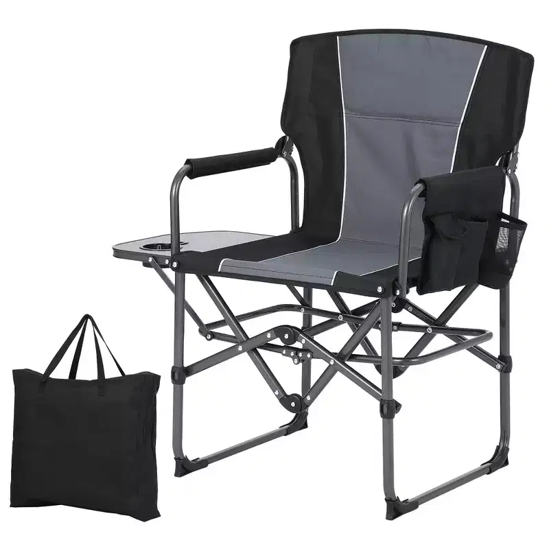 Acekool Oversized Folding Director Camping Chair with Side Table & Pocket, Portable Outdoor Seat for Beach Fishing Lawn