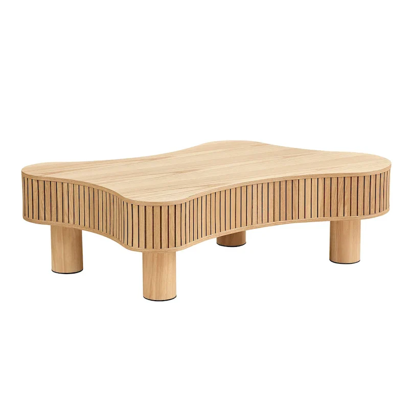 42.52 Inch Modern Wooden Handcraft Drum Coffee Table