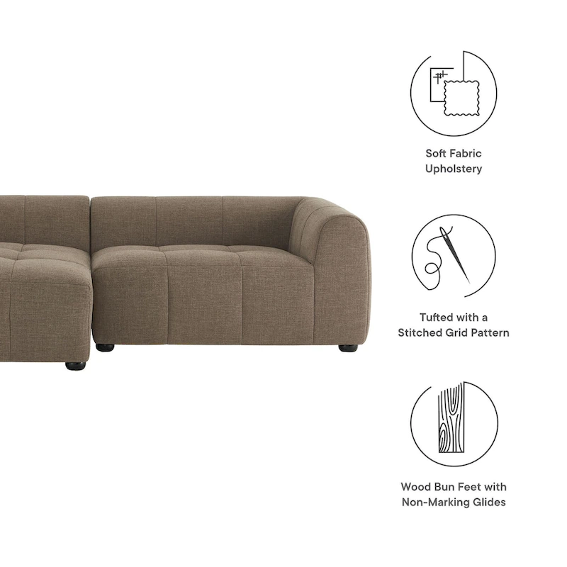 Liana Left-Facing Upholstered Fabric Modular Sofa with Chaise