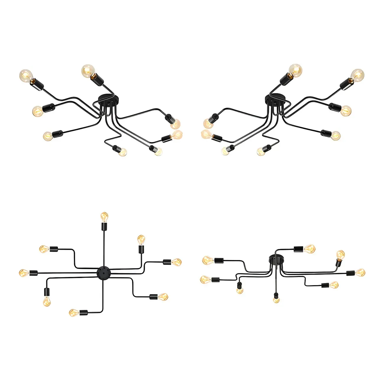 Industrial Branch Metal Semi Flush Ceiling Light