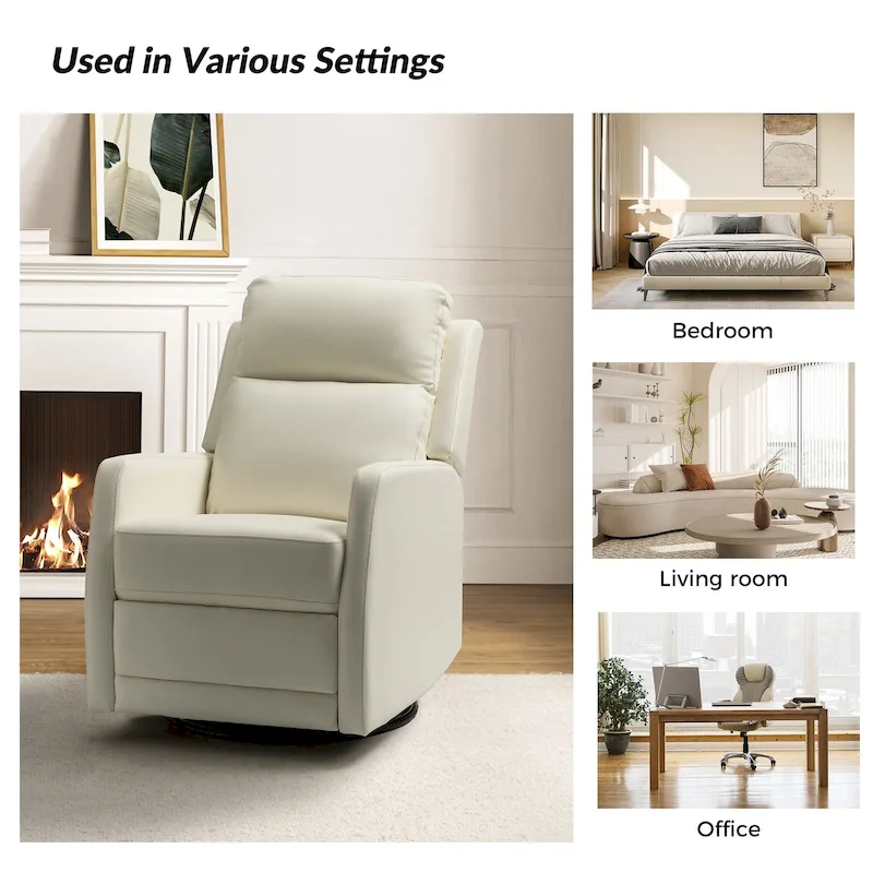 Modern Faux Leather Manual Rocking Swivel Recliner with Wingback