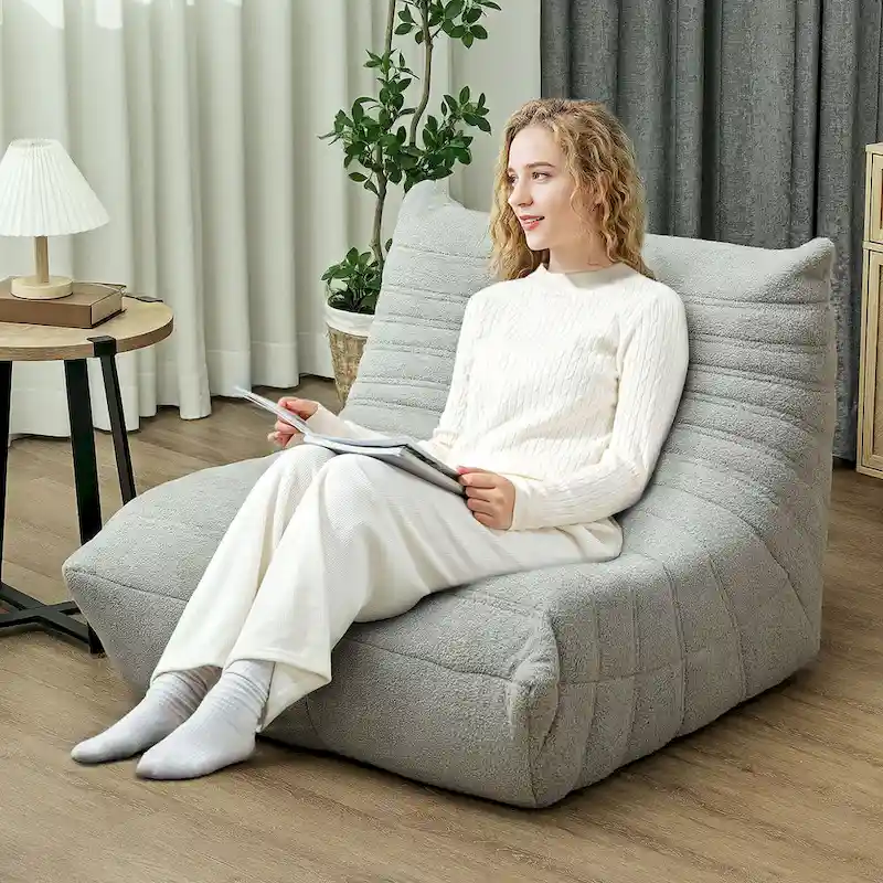 Brown Teddy Fleece Floor Chair, 1-Seat