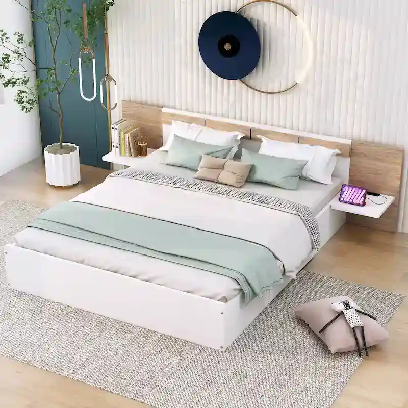 Queen Platform Bed with Storage and USB Ports