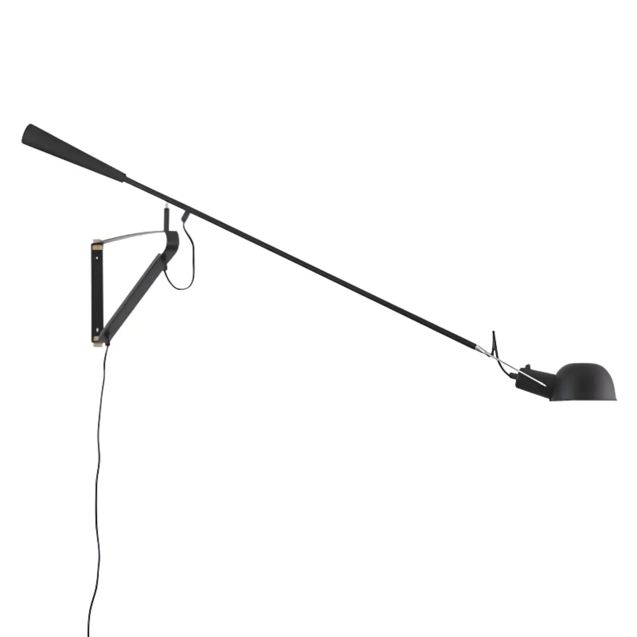 Modern Black Metal Plug-In Swing Arm Wall Sconce