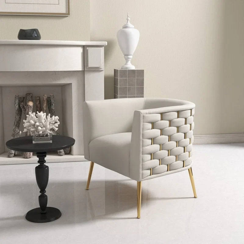 Mid-Century Modern Velvet Round Accent Chair for Living Room