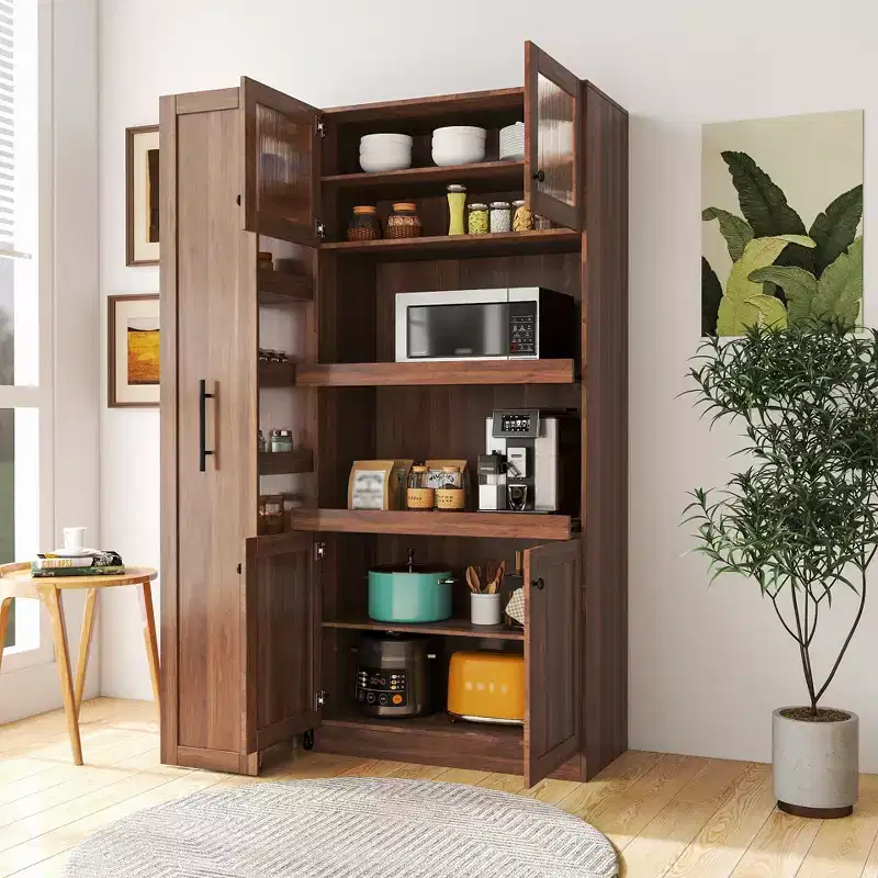 70.87 Kitchen Pantry Cabinet with Multi-Functional Pull-Out Multi-Tier Storage Shelf,Farmhouse Storage Cabinet