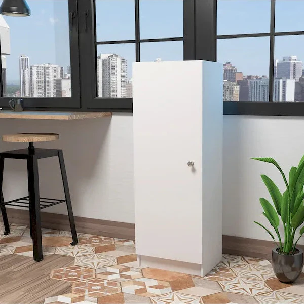 White Pantry Cabinet with 4 Shelves and Single Door