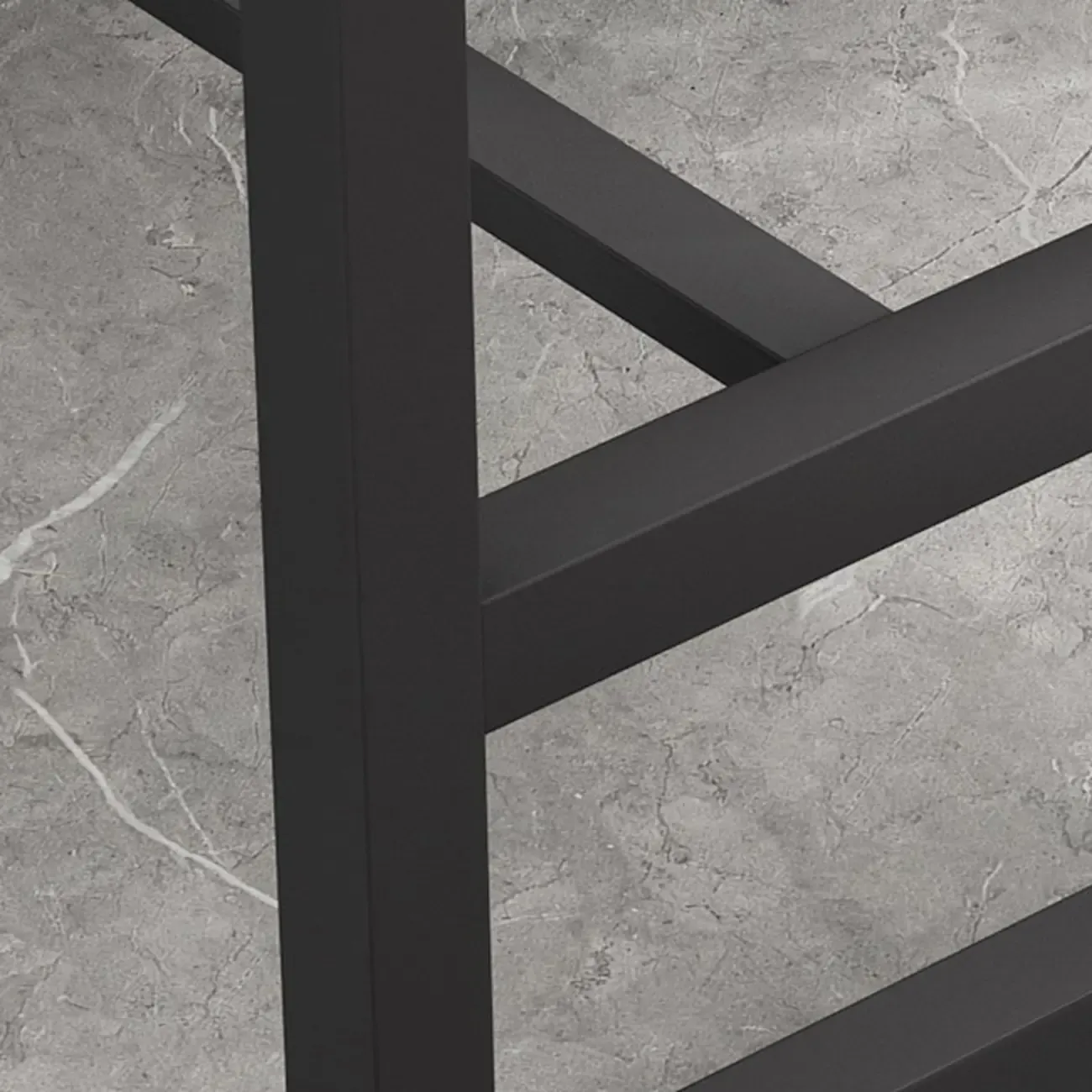 Black Modern Stone Top Trestle Base Bar Table with Footest