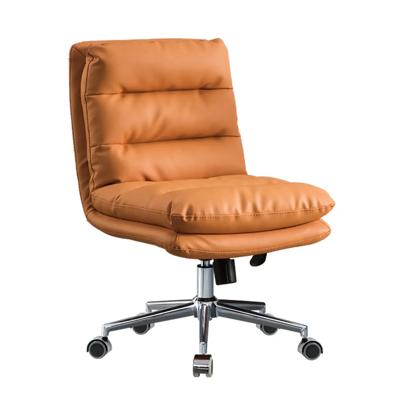Modern Orange Leather Adjustable Swivel Office Chair