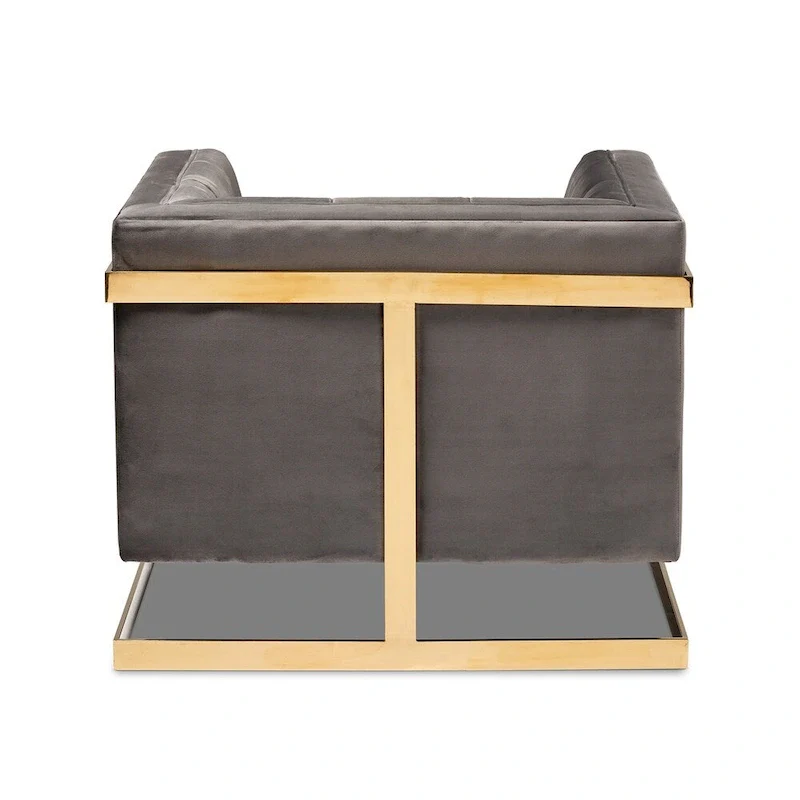 Glam Velvet Fabric Armchair with Gold-Tone Frame