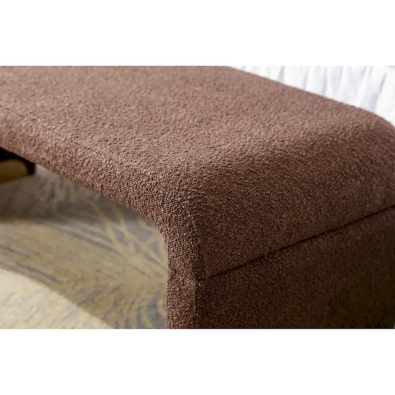 Modern New Boucle Fabric Loveseat Ottoman Footstool Bedroom Bench Shoe Bench With Gold Metal Legs