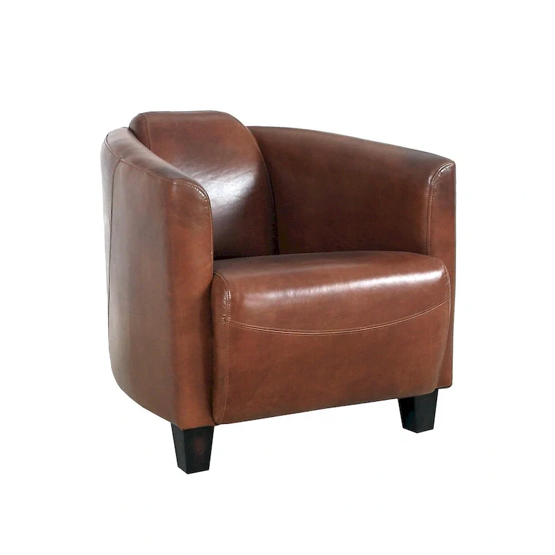 Madison Top Grain Leather Armchair, Brown - W27.5xD30xH27
