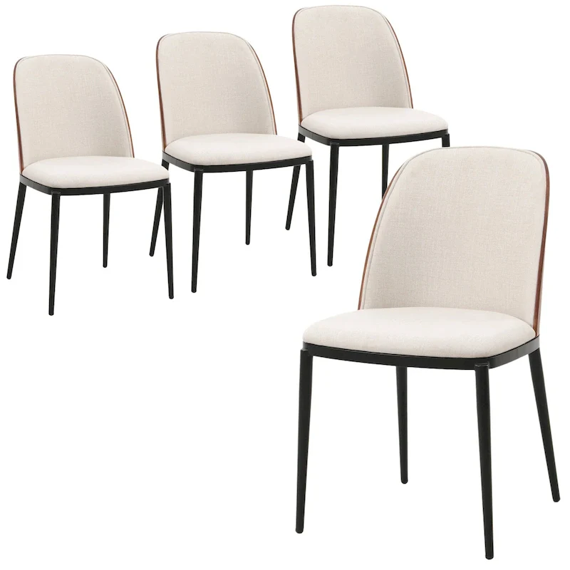 Dining Chair with Upholstered Seat Side Chair with MDF Wood Frame in Steel Set of 4